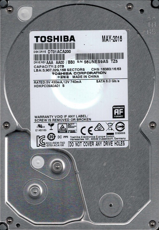 Toshiba DT01ACA200 AAD AA11/BX0 2TB China