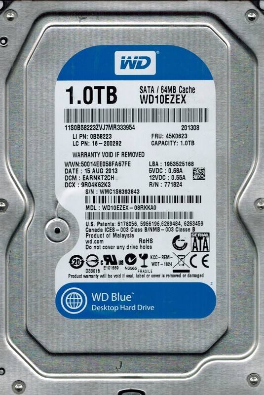 Western Digital WD10EZEX-08RKKA0 DCM: EARNKT2CH 1TB