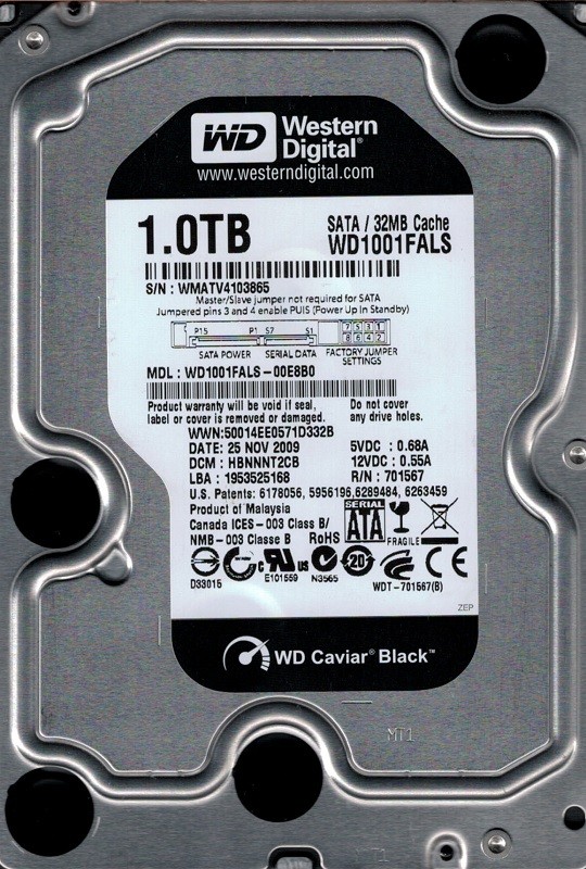 Western Digital WD1001FALS-00E8B0 1TB DCM: HBNNNT2CB
