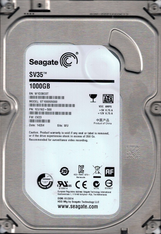 Seagate ST1000VX000 P/N: 1CU162-500 F/W: CV23 WU W1D 1TB