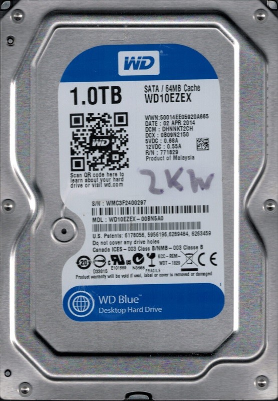 WD10EZEX-00BN5A0 DCM: DHNNKT2CH WMC3F Western Digital 1TB