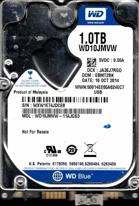 WD10JMVW-11AJGS3 DCM: EBMT2BK WXW1E OCT 2014 Western Digital 1TB