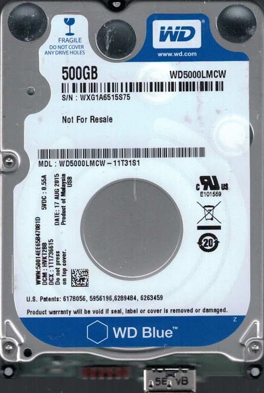 WD5000LMCW-11T31S1 DCM: HVKT2BB WXG1A Western Digital 500GB