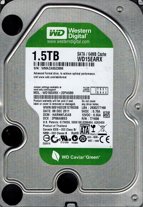 Western Digital WD15EARX-22PASB0 1.5TB DCM: HARNNTJCAB