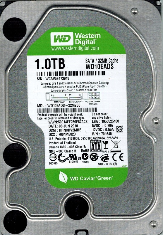 Western Digital WD10EADS-22M2B0 1TB DCM: HHNCHV2MHB