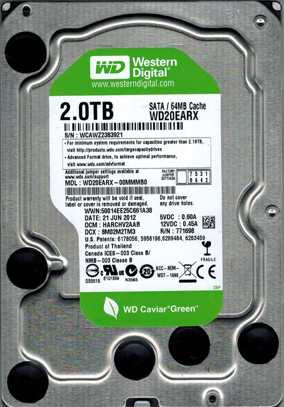 Western Digital WD20EARX-00MMMB0 2TB DCM: HARCHV2AAB