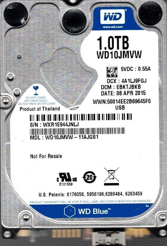 WD10JMVW-11AJGS1 DCM: EBKTJBKB WXR1E Western Digital 1TB