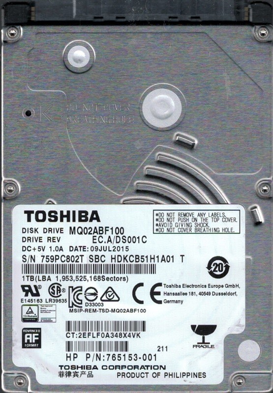 MQ02ABF100 EC.A/DS001C PHILIPPINES Toshiba 1TB