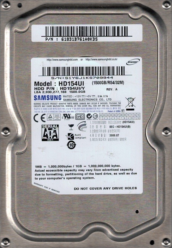Samsung HD154UI/Y 1.5TB P/N: 61831B761A0KDS