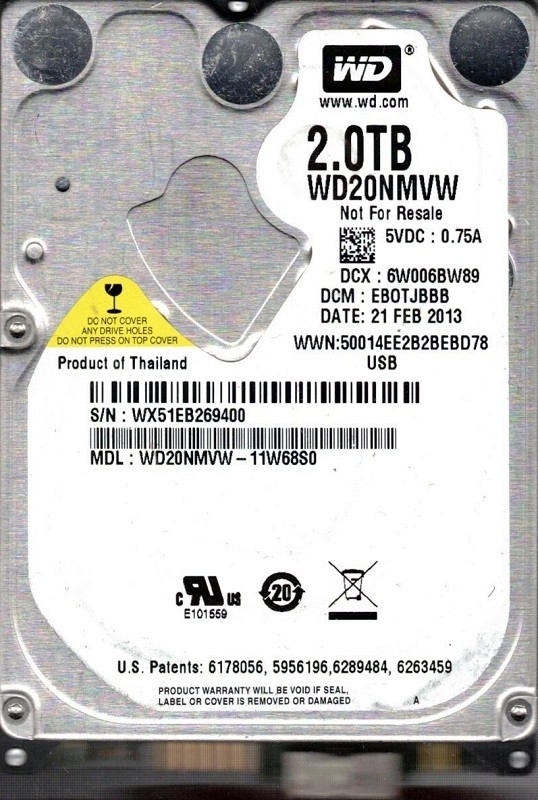 WD20NMVW-11W68S0 DCM: EBOTJBBB WX51E Western Digital 2TB
