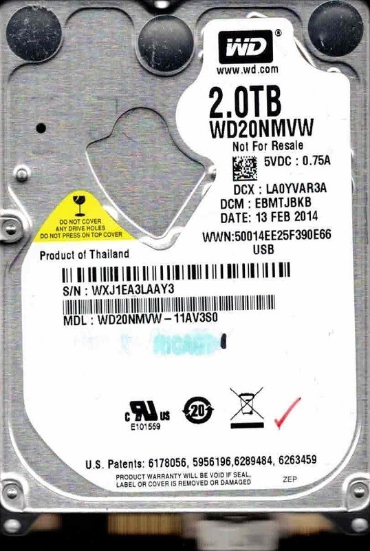 WD20NMVW-11AV3S0 DCM: EBMTJBKB WXJ1E FEB 2014 Western Digital 2TB