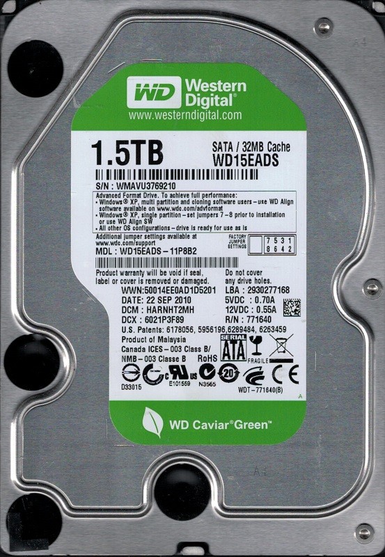 Western Digital WD15EADS-11P8B2 DCM: HARNHT2MH 1.5TB