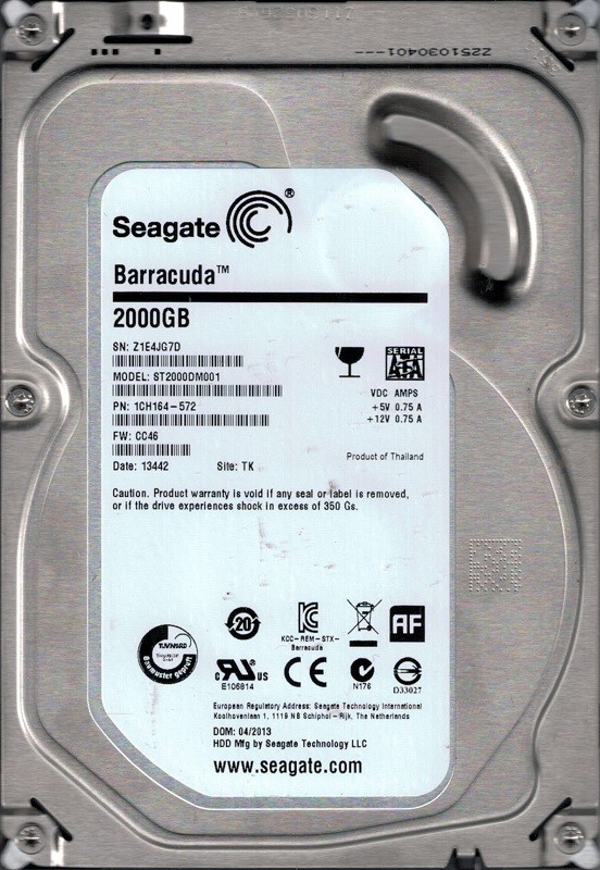 Seagate ST2000DM001 F/W: CC46 P/N: 1CH164-572 TK Z1E4 2TB