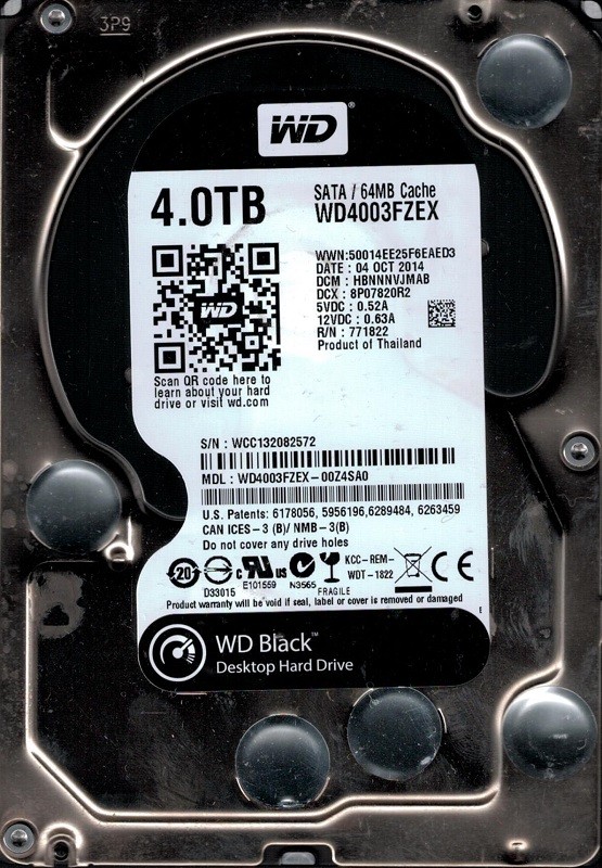 Western Digital WD4003FZEX-00Z4SA0 4TB DCM: HBNNNVJMAB
