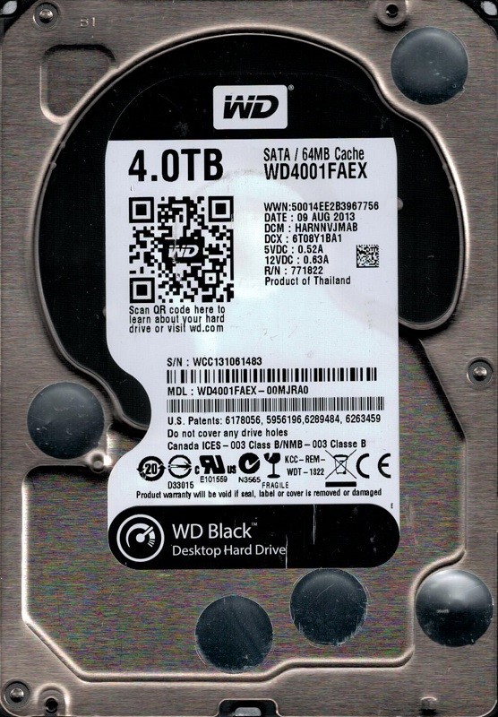 Western Digital WD4001FAEX-00MJRA0 4TB DCM: HARNNVJMAB