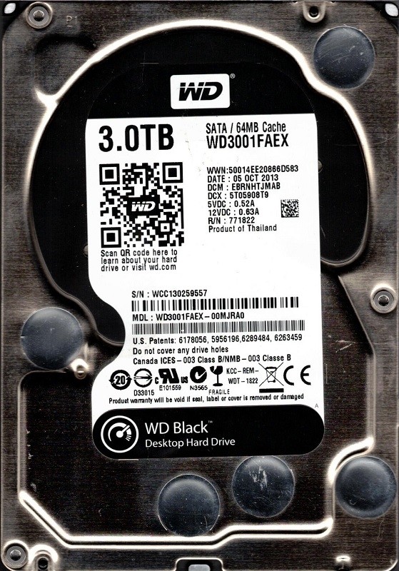WD3001FAEX-00MJRA0 DCM: EBRNHTJMAB WCC13 Western Digital 3TB