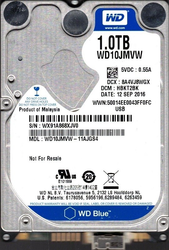 WD10JMVW-11AJGS4 DCM: HBKT2BK WX91A Western Digital 1TB