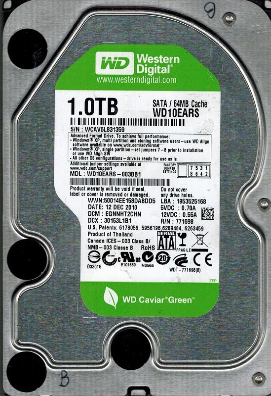Western Digital WD10EARS-003BB1 DCM: EGNNHT2CHN 1TB