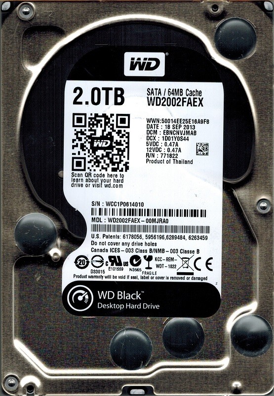 WD2002FAEX-00MJRA0 Western Digital DCM: EBNCNVJMAB 2TB