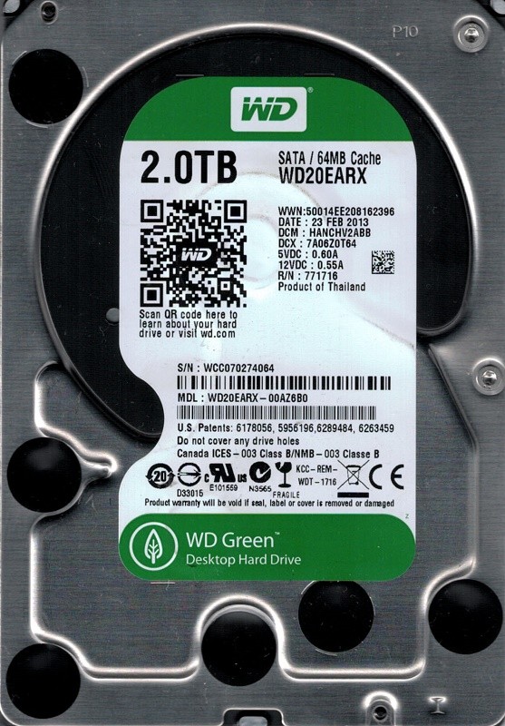 WD20EARX-00AZ6B0 DCM: HANCHV2ABB Western Digital 2TB