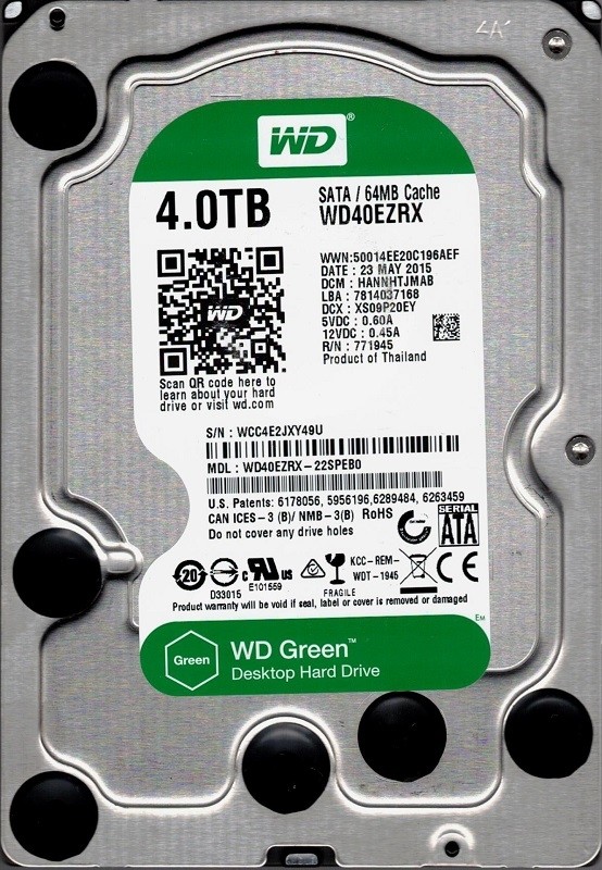WD40EZRX-22SPEB0 Western Digital 4TB DCM: HANNHTJMAB WCC4E