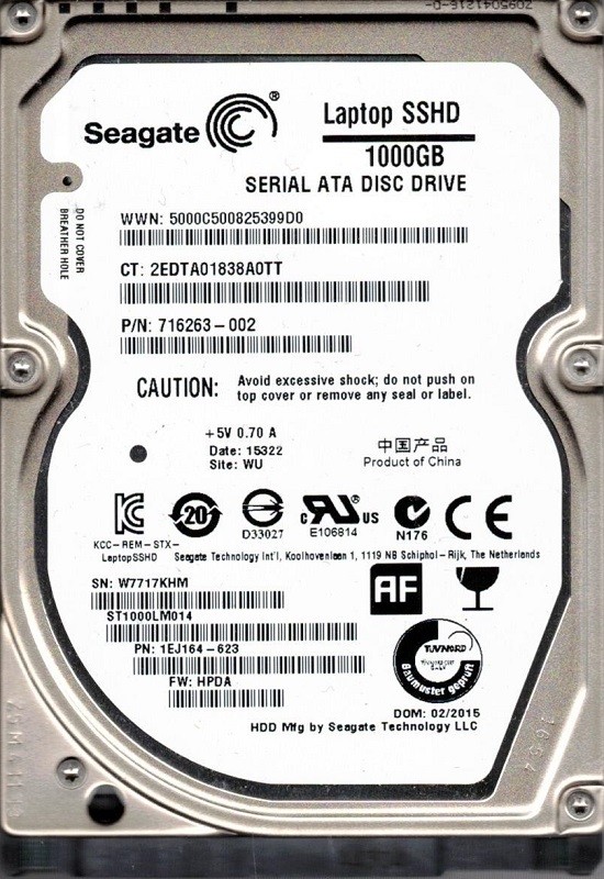 ST1000LM014 P/N: 1EJ164-623 F/W: HPDA WU W77 Seagate 1TB