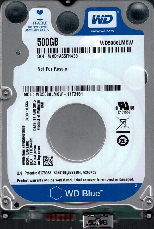 WD5000LMCW-11T31S1 DCM: EAKTJBK WXD1A Western Digital 500GB