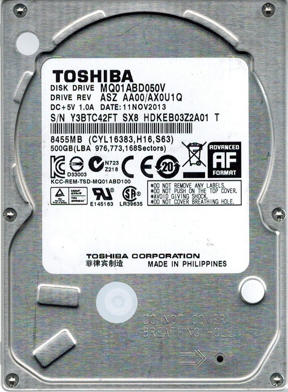 Toshiba MQ01ABD050V 500GB ASZ AA00/AX0U1Q PHILIPPINES