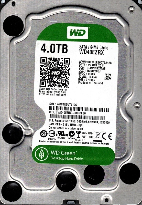 Western Digital WD40EZRX-00SPEB0 4TB DCM: HANNNT2MAB