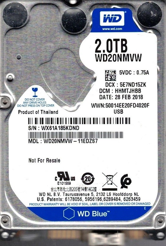 WD20NMVW-11EDZS7 DCM: HHMTJHBB WX61A Thailand Western Digital 2TB