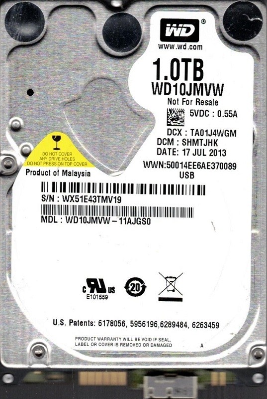 Western Digital WD10JMVW-11AJGS0 1TB DCM: SHMTJHK WX51E USB 3.0