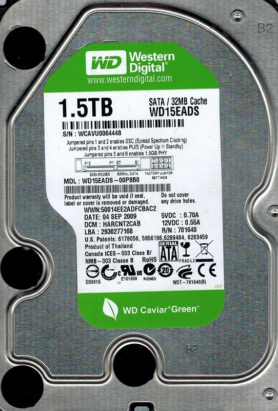 Western Digital WD15EADS-00P8B0 1.5TB DCM: HARCNT2CAB