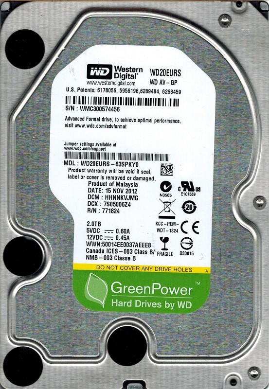 Western Digital WD20EURS-63SPKY0 2TB DCM: HHNNKVJMG