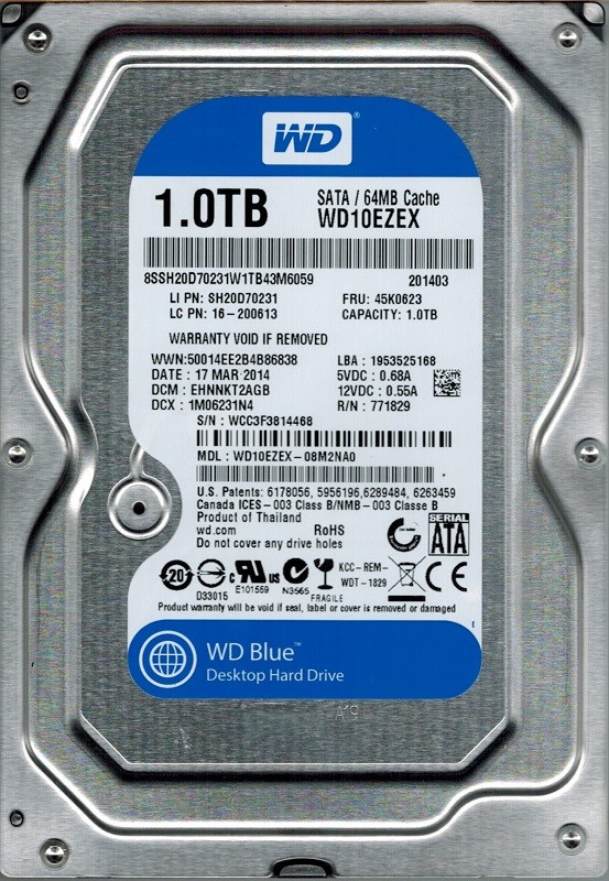WD10EZEX-08M2NA0 Western Digital 1TB DCM: EHNNKT2AGB