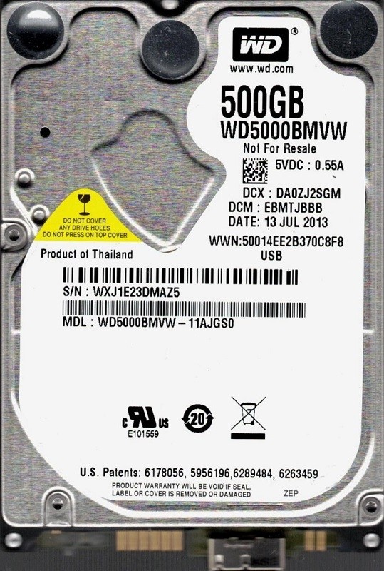 Western Digital WD5000BMVW-11AJGS0 500GB DCM: EBMTJBBB USB 3.0