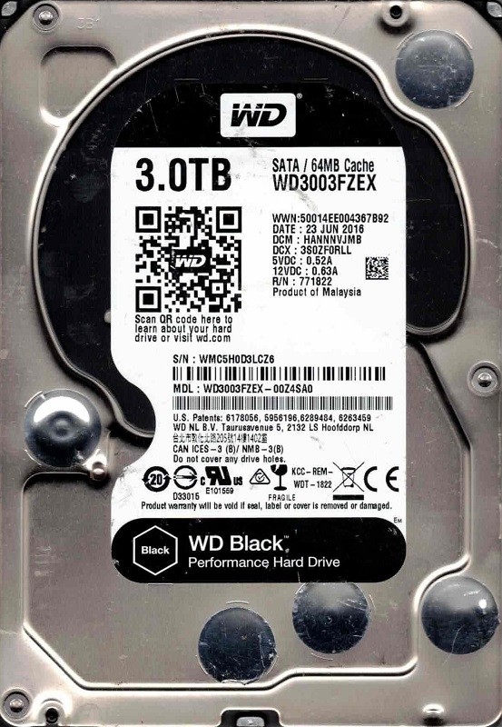 WD3003FZEX-00Z4SA0 DCM: HANNNVJMB JUN 2016 Malaysia Western Digital 3TB