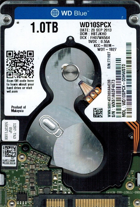 Western Digital WD10SPCX-00HWST0 1TB DCM: HBTJKHO