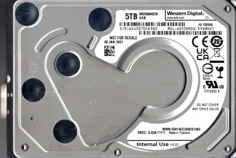 WD50NMZW-59A8NS1 USB 3.0 WXU2E JAN 2021 Thailand Western Digital 5TB