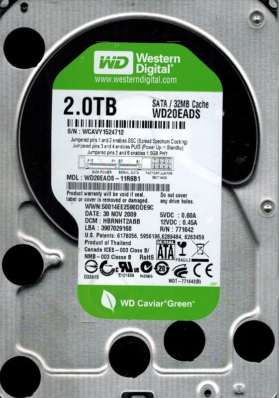 Western Digital WD20EADS-11R6B1 2TB DCM: HBRNHT2ABB