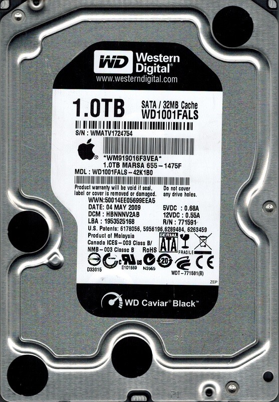 Western Digital WD1001FALS-42K1B0 655-1475F DCM: HBNNNV2AB 1TB