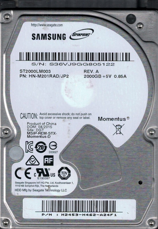 ST2000LM003 P/N: HN-M201RAD/JP2 Samsung 2TB