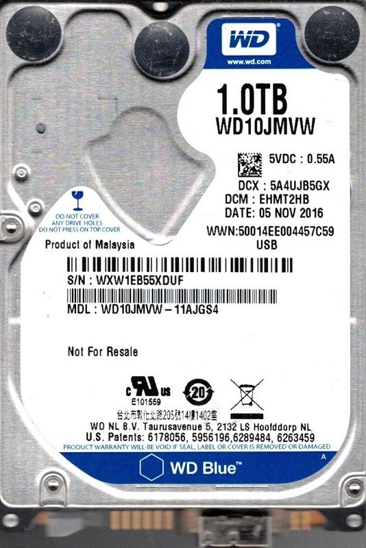 WD10JMVW-11AJGS4 DCM: EHMT2HB WXW1E Malaysia Western Digital 1TB