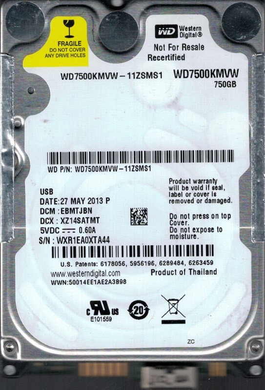 Western Digital WD7500KMVW-11ZSMS1 USB 3.0 750GB DCM: EBMTJBN