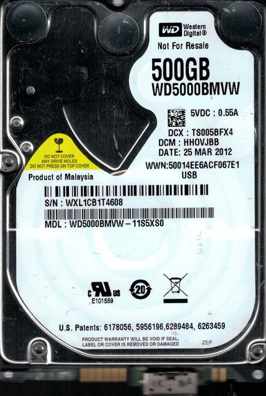Western Digital WD5000BMVW-11S5XS0 USB 3.0 500GB DCM: HHOVJBB