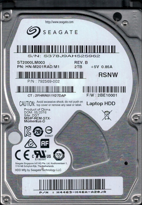 ST2000LM003 HN-M201RAD/M1 F/W: 2BE10001 Seagate 2TB