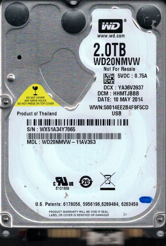 WD20NMVW-11AV3S3 DCM: HHMTJBBB WX51A Western Digital 2TB