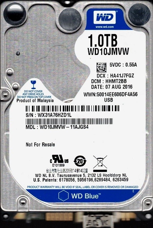 WD10JMVW-11AJGS4 DCM: HHMT2BB WX31A Western Digital 1TB