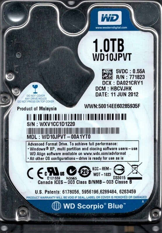 Western Digital WD10JPVT-00A1YT0 DCM: HBCVJHK 1TB
