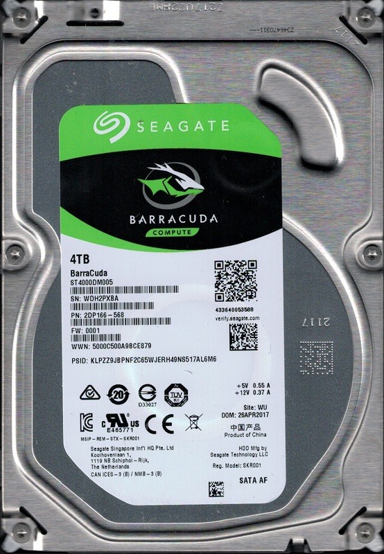 ST4000DM005 P/N: 2DP166-568 F/W: 0001 WU WDH Seagate 4TB