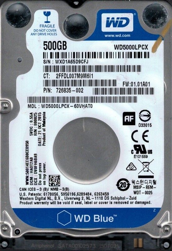 Western Digital WD5000LPCX-60VHAT0 500GB DCM: HAOT2AB